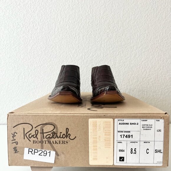 Rod Patrick Womens Brown Loafers 8.5 Caiman Leather Western Boots Slip On Shoes - Picture 10 of 11